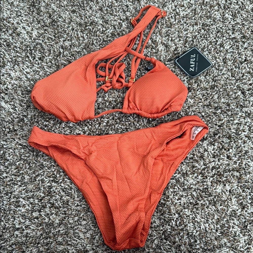 ZAFUL Women's Orange Bikini Set( BURNT ORANGE)